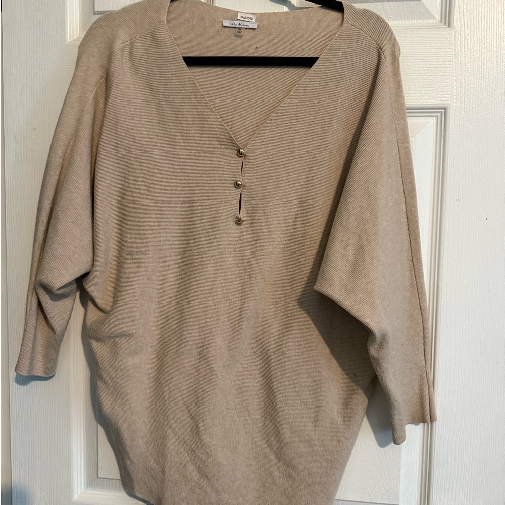 Cato Tan V-Neck Sweater Oversized Knit